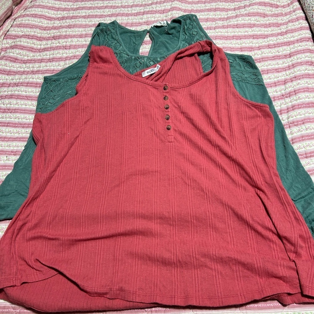 Ricki’s and warehouse one sleeveless tops xxl- Pinkish and Green Tank Tops